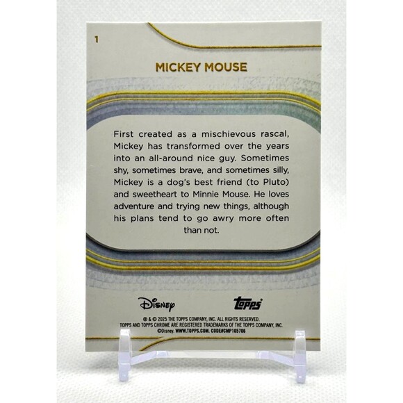 Mickey Mouse (base) #1 Topps Chrome Disney 2025 - Picture 2 of 2